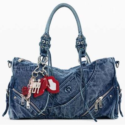Desigual, Sac moyen, Femme, Coton, Bleu, U Desigual, Sac moyen, Femme, Coton, Bleu, U