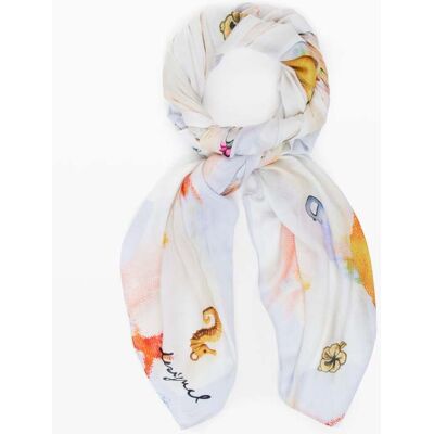 Desigual, Foulard rectangulaire charms, Femme, Viscose, Marron, U Desigual, Foulard rectangulaire charms, Femme, Viscose, Marron, U