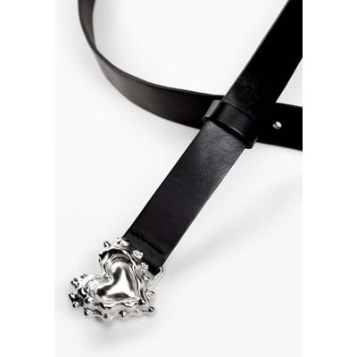 Desigual, Ceinture cuir cœur, Cow Leather, Noir, 85 Desigual, Ceinture cuir cœur, Cow Leather, Noir, 85