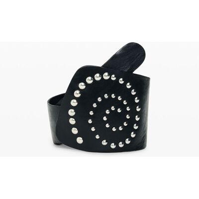 Desigual, Ceinture Spirale Clous Cuir, Cow Leather, Noir, 95 Desigual, Ceinture Spirale Clous Cuir, Cow Leather, Noir, 95