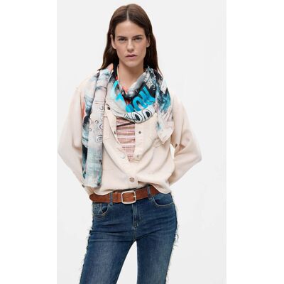 Desigual, Foulard imprimé rectangulaire, Femme, Viscose, Noir, U Desigual, Foulard imprimé rectangulaire, Femme, Viscose, Noir, U