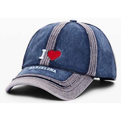 Desigual, Casquette brodée "I love Barcelona" Botter, Coton, Bleu, U Desigual, Casquette brodée "I love Barcelona" Botter, Coton, Bleu, U