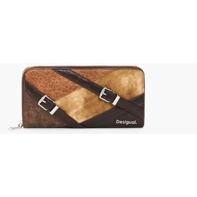 Desigual, Grand porte-monnaie à fermoirs, Femme, PolyurÉThane, Marron, U Desigual, Grand porte-monnaie à fermoirs, Femme, PolyurÉThane, Marron, U