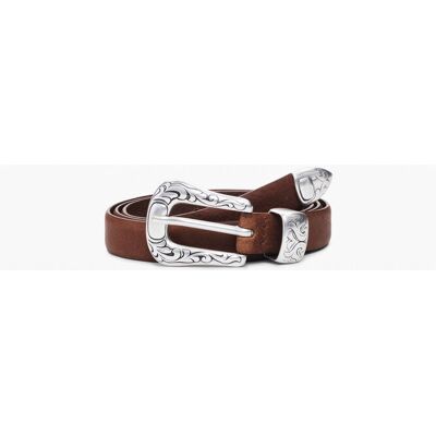 Desigual, Cowboy buckle leather belt, Cow Leather, Marron, 85 Desigual, Cowboy buckle leather belt, Cow Leather, Marron, 85