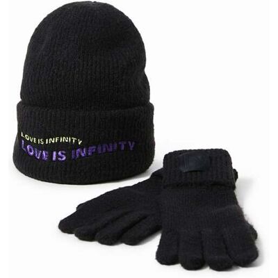 Desigual, Box cadeau de bonnet et gants, Femme, Noir, U Desigual, Box cadeau de bonnet et gants, Femme, Noir, U