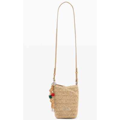 Desigual, Porte-téléphone en raphia charms, Femme, Papier, Blanc, U Desigual, Porte-téléphone en raphia charms, Femme, Papier, Blanc, U