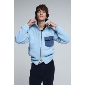 Desigual, Pull en maille à double fermeture éclair, Homme, Bleu, S Desigual, Pull en maille à double fermeture éclair, Homme, Bleu, S