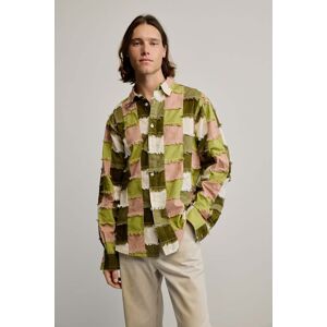 Desigual, Chemise à carreaux patchwork, Homme, Coton, Vert, L Desigual, Chemise à carreaux patchwork, Homme, Coton, Vert, L