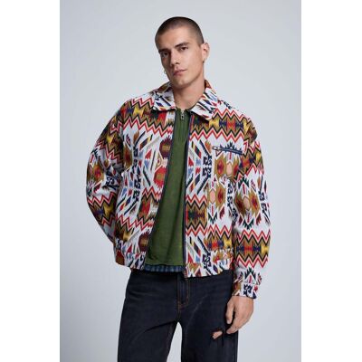 Desigual, Veste imprimée patchwork, Blanc, L Desigual, Veste imprimée patchwork, Blanc, L
