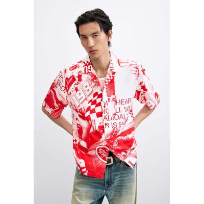 Desigual, Chemise imprimée racing, Homme, Coton, Rouge, L Desigual, Chemise imprimée racing, Homme, Coton, Rouge, L