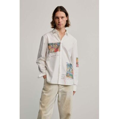 Desigual, Chemise imprimée gaugin, Homme, Coton, Blanc, M Desigual, Chemise imprimée gaugin, Homme, Coton, Blanc, M