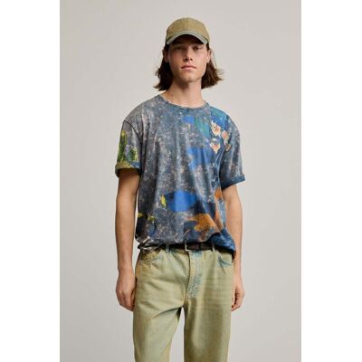 Desigual, T-shirt imprimée arty, Homme, Coton, Bleu, M Desigual, T-shirt imprimée arty, Homme, Coton, Bleu, M