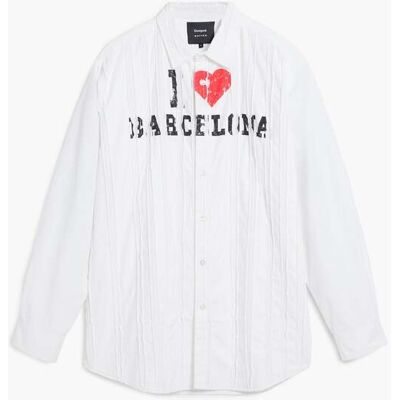 Desigual, Chemise oversize Barcelona Botter, Coton, Blanc, L Desigual, Chemise oversize Barcelona Botter, Coton, Blanc, L
