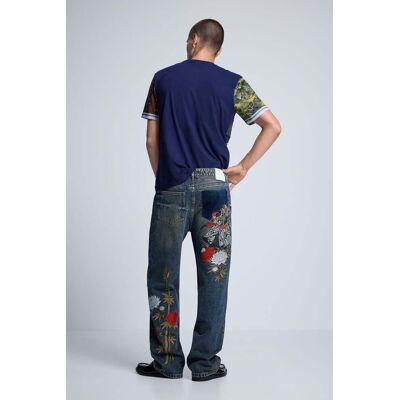 Desigual, Pantalon en jean brodé, Homme, Coton, Bleu, 30 Desigual, Pantalon en jean brodé, Homme, Coton, Bleu, 30