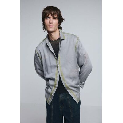 Desigual, chemise lettering effet usé, Homme, Lyocell, Blanc, M Desigual, chemise lettering effet usé, Homme, Lyocell, Blanc, M
