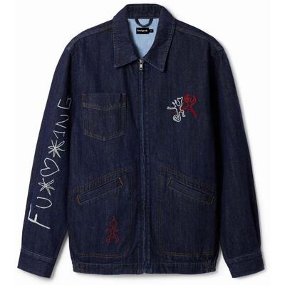Desigual, Veste en denim silhouettes, Bleu, L Desigual, Veste en denim silhouettes, Bleu, L