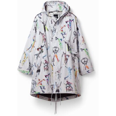 Desigual, Parka oversize arty, Polyester, Blanc, M Desigual, Parka oversize arty, Polyester, Blanc, M