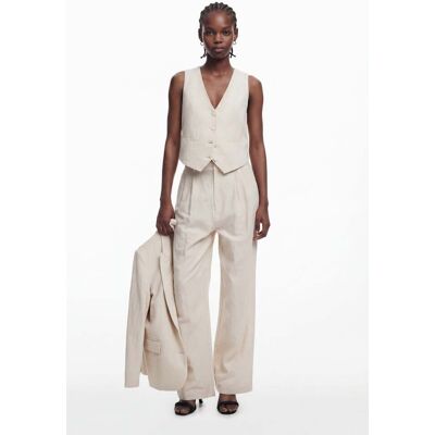 Desigual, Pantalon à pinces imprimé, Blanc, XL Desigual, Pantalon à pinces imprimé, Blanc, XL