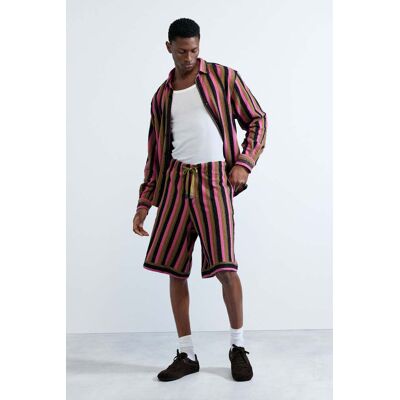 Desigual, Bermuda en maille à rayures, Homme, Rouge, S Desigual, Bermuda en maille à rayures, Homme, Rouge, S