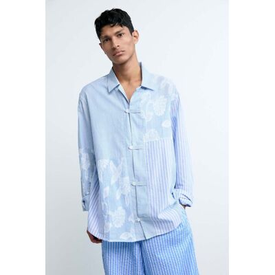 Desigual, Chemise imprimée fleurs, Homme, Coton, Bleu, XL Desigual, Chemise imprimée fleurs, Homme, Coton, Bleu, XL