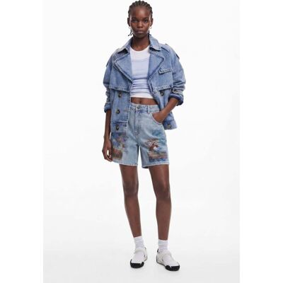 Desigual, Bermuda en jean Etnic, Coton, Bleu, 34 Desigual, Bermuda en jean Etnic, Coton, Bleu, 34