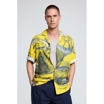 Desigual, Chemise à carreaux imprimée, Homme, Viscose, Jaune, L Desigual, Chemise à carreaux imprimée, Homme, Viscose, Jaune, L