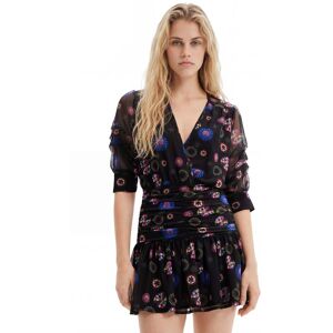 Desigual, Robe courte drapée M. Christian Lacroix, Polyester, Noir, M Desigual, Robe courte drapée M. Christian Lacroix, Polyester, Noir, M