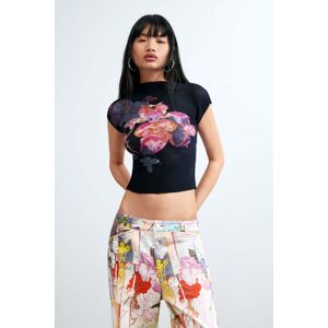 Desigual, Chemisier imprimé à col roulé, Femme, Polyester, Noir, L Desigual, Chemisier imprimé à col roulé, Femme, Polyester, Noir, L