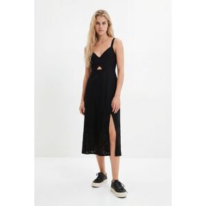 Desigual, Robe midi broderies, Coton, Noir, S Desigual, Robe midi broderies, Coton, Noir, S