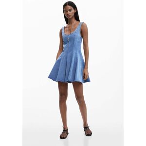Desigual, Robe patineuse effet denim, Femme, Coton, Bleu, XL Desigual, Robe patineuse effet denim, Femme, Coton, Bleu, XL
