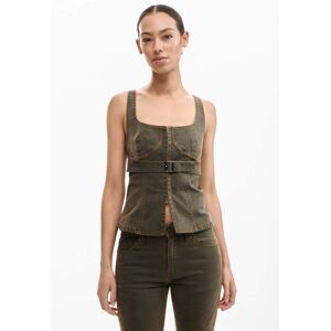 Desigual, Blouse à bretelles ajustée, Femme, Coton, Vert, L Desigual, Blouse à bretelles ajustée, Femme, Coton, Vert, L
