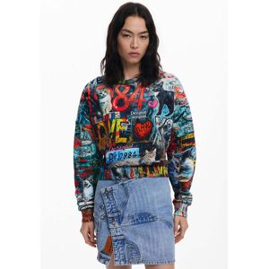 Desigual, Sweat-shirt graffitis, Femme, Coton, Noir, L Desigual, Sweat-shirt graffitis, Femme, Coton, Noir, L