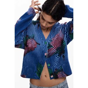 Desigual, Cardigan à fleurs, Femme, Coton, Bleu, XL Desigual, Cardigan à fleurs, Femme, Coton, Bleu, XL