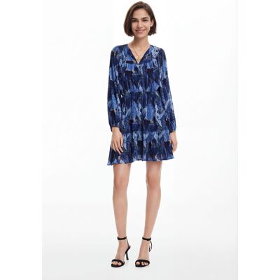 Desigual, Robe mini arty, Polyester, Bleu, L Desigual, Robe mini arty, Polyester, Bleu, L