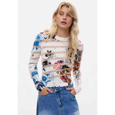 Desigual, Pull imprimé, Femme, Blanc, XL Desigual, Pull imprimé, Femme, Blanc, XL