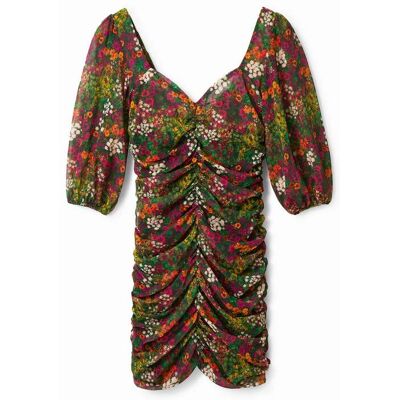 Desigual, Robe courte ajustée froncée, Polyester, XS Desigual, Robe courte ajustée froncée, Polyester, XS
