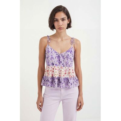 Desigual, Top à bretelles à fleurs, Viscose, Rouge, S Desigual, Top à bretelles à fleurs, Viscose, Rouge, S