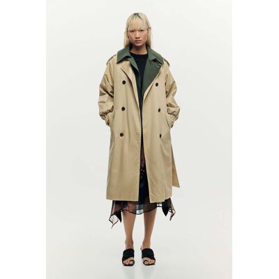 Desigual, Trench bicolore amovible, Femme, Marron, L Desigual, Trench bicolore amovible, Femme, Marron, L