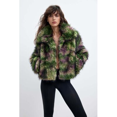 Desigual, Manteau en fausse fourrure Lacroix, Femme, Polyester, Vert, S Desigual, Manteau en fausse fourrure Lacroix, Femme, Polyester, Vert, S