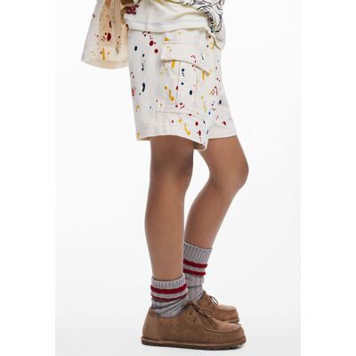 Desigual, Bermuda cargo splash, Enfant, Coton, Blanc, 5/6 Desigual, Bermuda cargo splash, Enfant, Coton, Blanc, 5/6