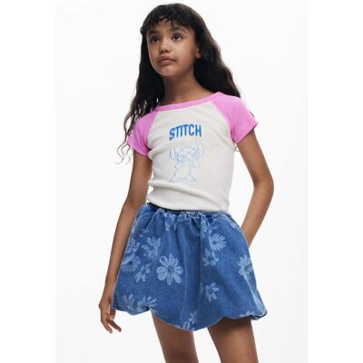 Desigual, T-shirt à manches courtes Stitch™, Enfant, Coton, Blanc, 9/10 Desigual, T-shirt à manches courtes Stitch™, Enfant, Coton, Blanc, 9/10