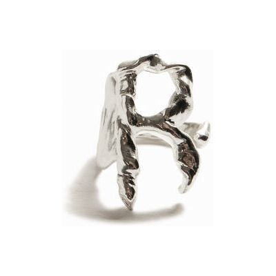 Desigual, Bague lettre R plaquée argent Zalio, Noir, L Desigual, Bague lettre R plaquée argent Zalio, Noir, L