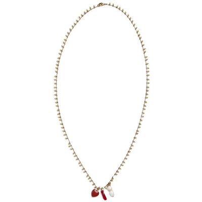 Desigual, Collier doré charms, Rouge, U Desigual, Collier doré charms, Rouge, U