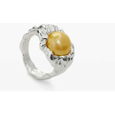 Desigual, Bague perle plaqué argent Zalio, Noir, 14 Desigual, Bague perle plaqué argent Zalio, Noir, 14