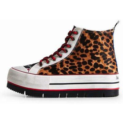 Desigual, Baskets montantes à plateforme imprimé animal, Femme, 40 Desigual, Baskets montantes à plateforme imprimé animal, Femme, 40
