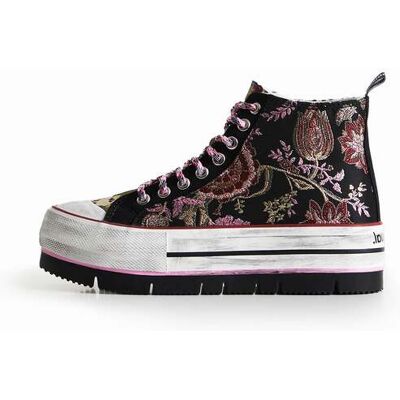 Desigual, Baskets montantes à plateforme patchwork oriental, Femme, Polyester, 41 Desigual, Baskets montantes à plateforme patchwork oriental, Femme, Polyester, 41
