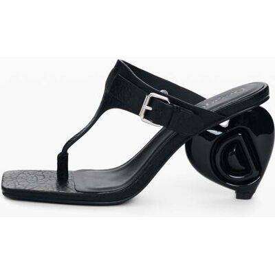 Desigual, Sandale à talon effet cuir, Femme, PolyurÉThane, Noir, 37 Desigual, Sandale à talon effet cuir, Femme, PolyurÉThane, Noir, 37