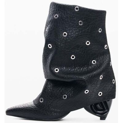 Desigual, Bottes à talons effet cuir, Femme, PolyurÉThane, Noir, 40 Desigual, Bottes à talons effet cuir, Femme, PolyurÉThane, Noir, 40