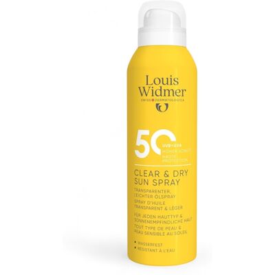 Louis Widmer Suncare Clear & Dry Sun Spray SPF50 Avec Parfum 200ml Louis Widmer Suncare Clear & Dry Sun Spray SPF50 Avec Parfum 200ml