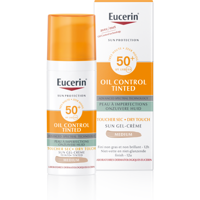 Eucerin Sun Oil Control SPF 50+ Toucher Sec Gel-Crème Teinté Medium Peau À Imperfections Et Grasse 50ml Eucerin Sun Oil Control SPF 50+ Toucher Sec Gel-Crème Teinté Medium Peau À Imperfections Et Grasse 50ml